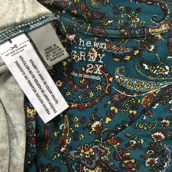 Ruff Hewn Turquoise paisley print 2x Blouse - Picture 6 of 15
